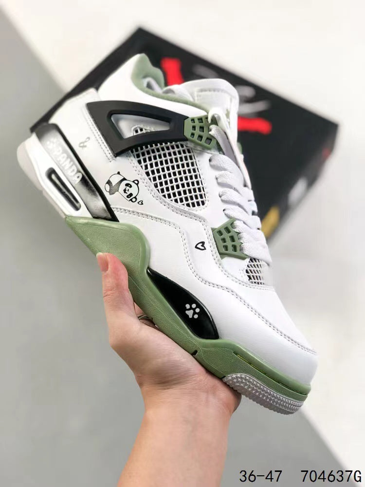 Tenis Jordan 4 Retro Bota Blanco Verde Claro.
