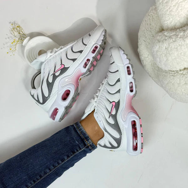 Tenis Air Max Plus Tn rosa blanco.
