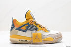 Tenis Jordan 4 Retro Blanco Amarillo.