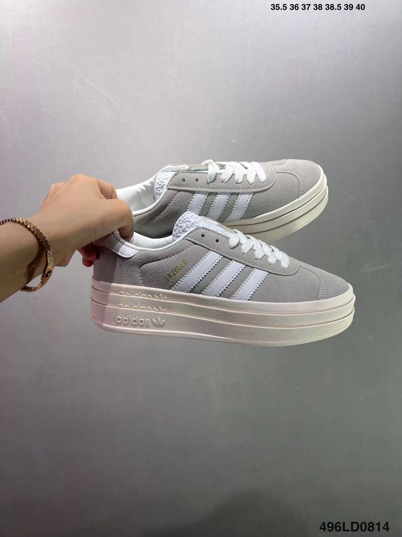 Tenis Gazelle Bold Gris Plataforma.