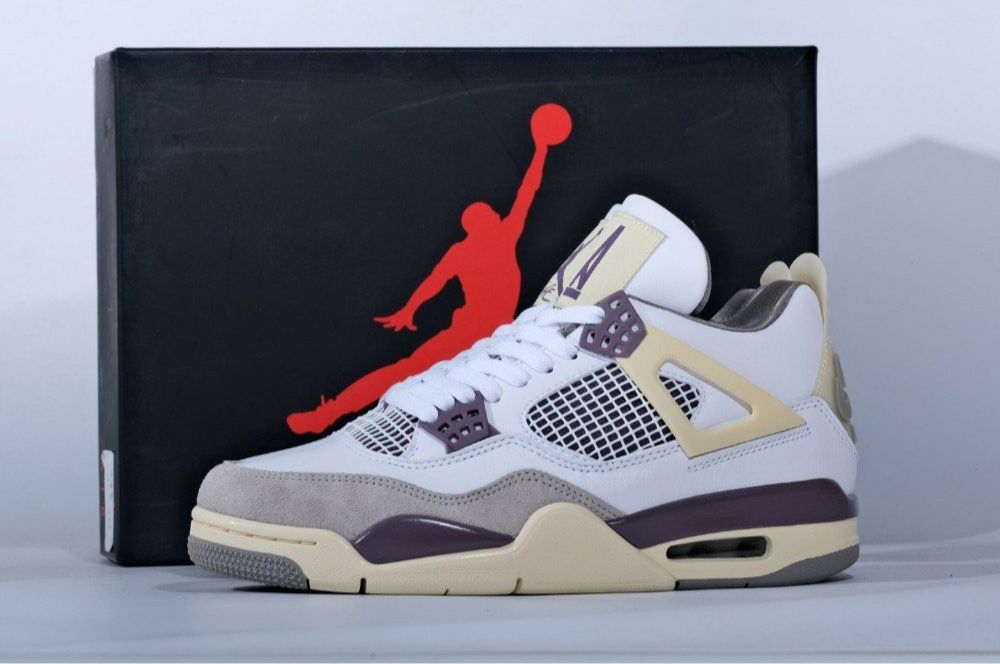 Tenis Jordan 4 Retro Blanco Gris.