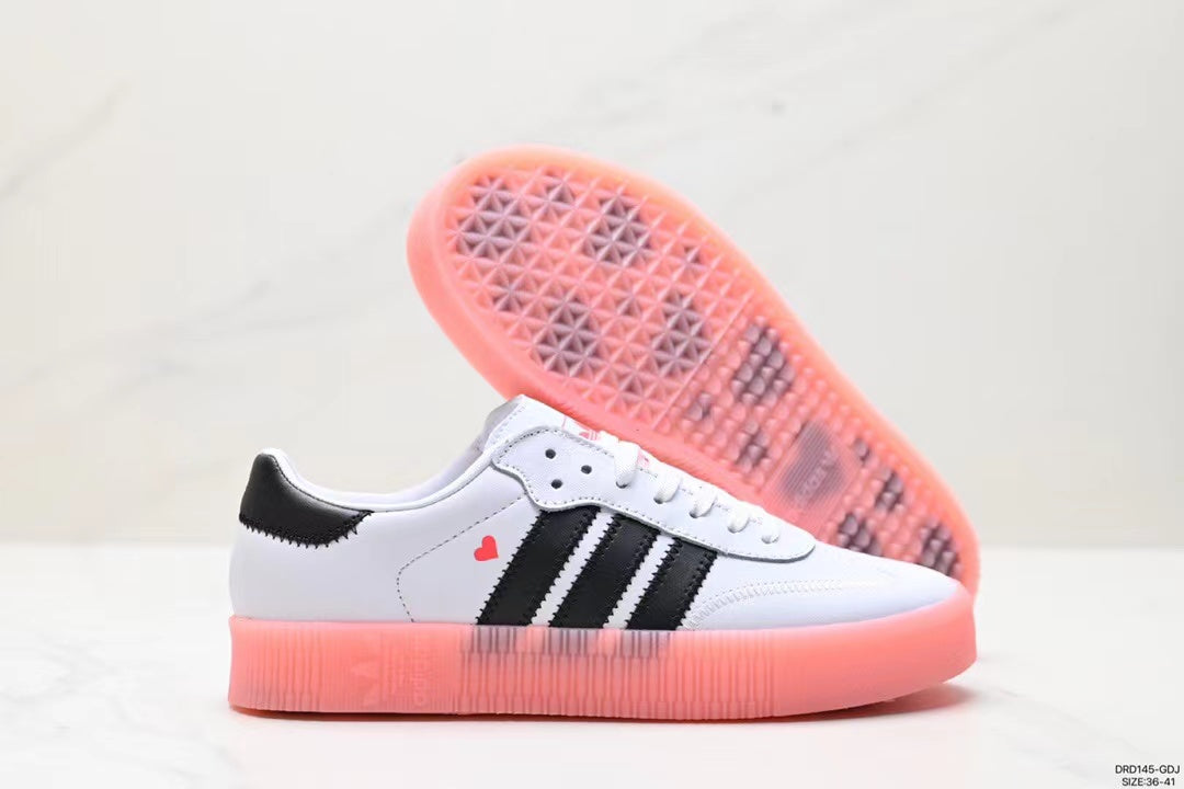 Tenis Samba Plataforma Blanco Rosa.