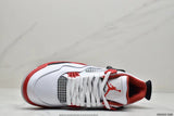 Tenis Jordan 4 Retro Blanco Rojo.
