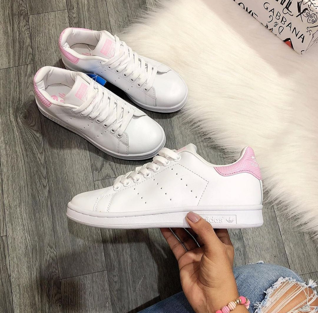 Tenis Stan Smith Blanco Rosa.