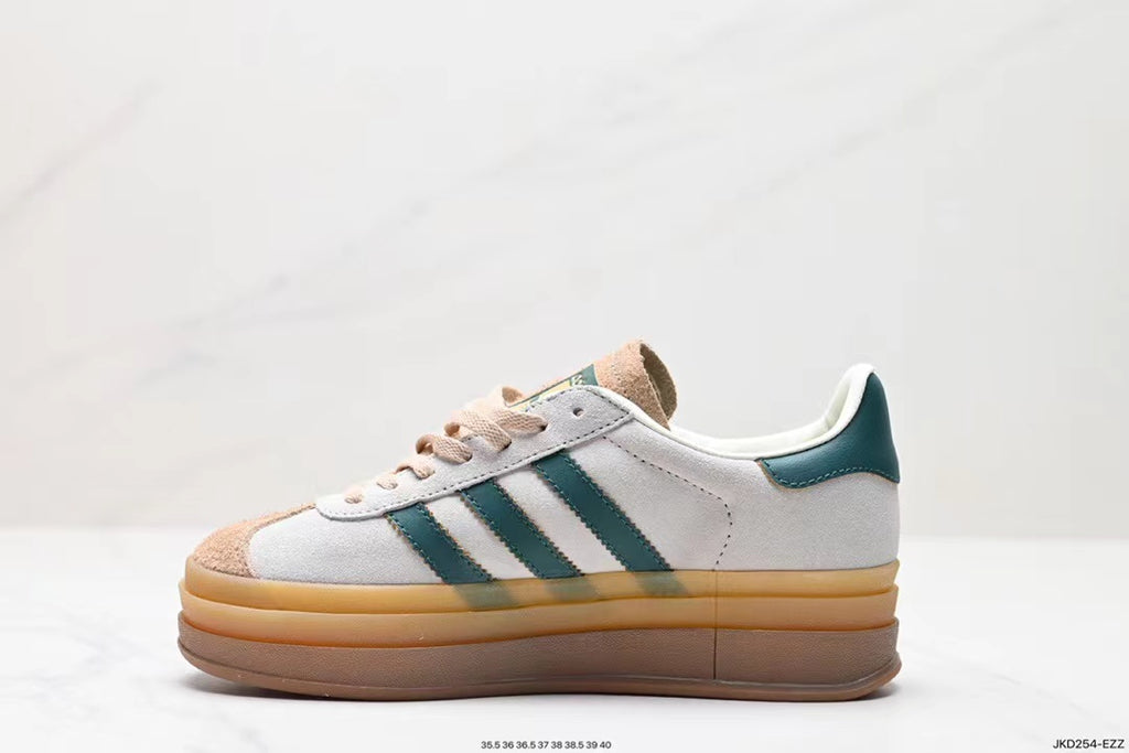 Tenis Gazelle Bold Blanco verde Plataforma.