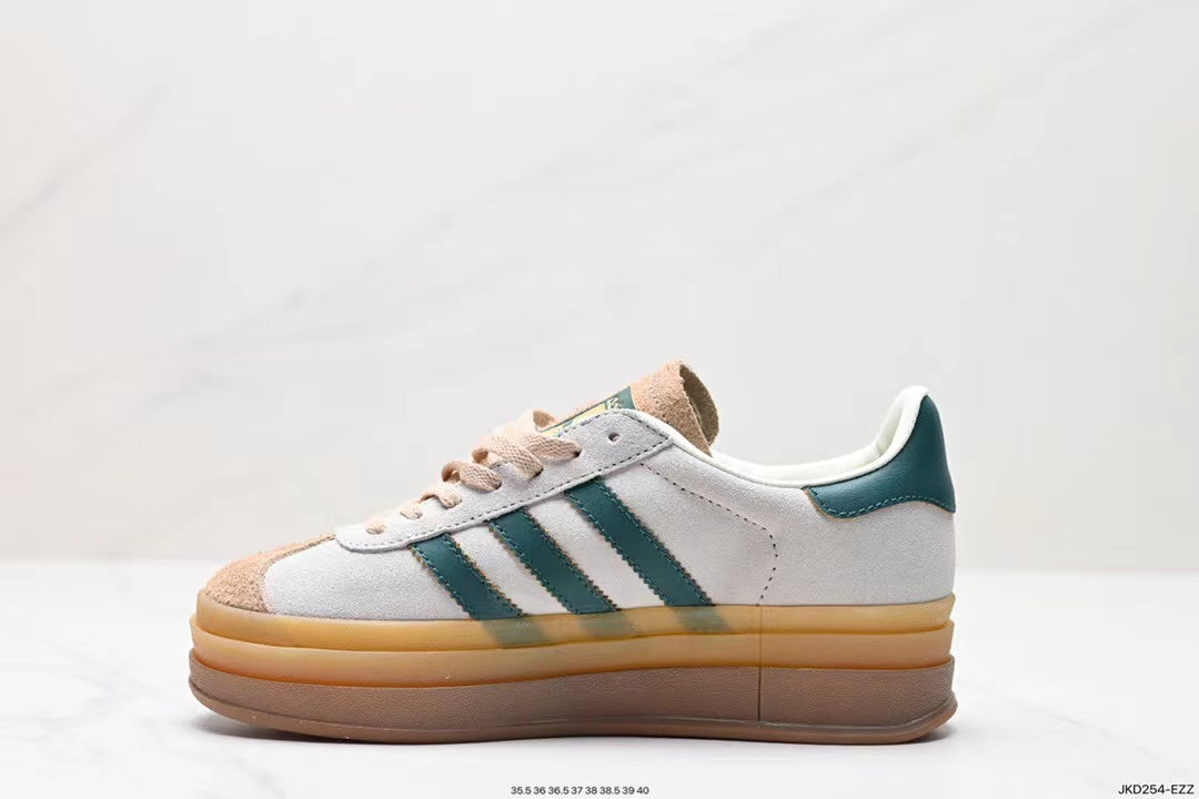 Tenis Gazelle Bold Blanco verde Plataforma.