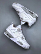 Tenis Jordan 4 Retro Blanco Gris.