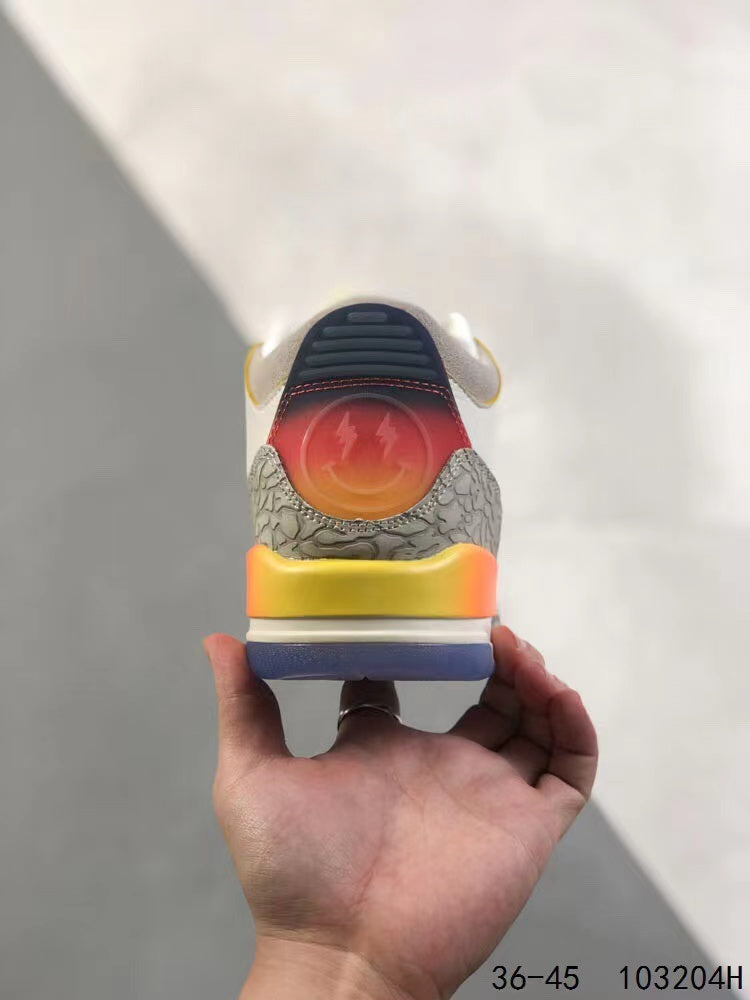 Tenis Jordan 3 Retro Blanco multicolor.