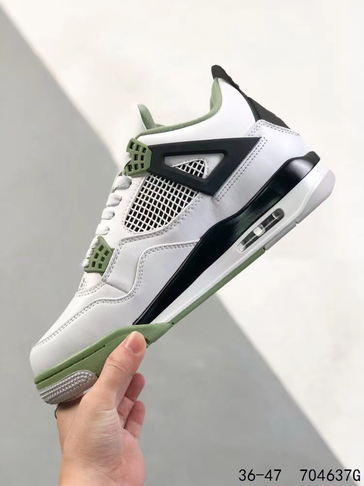Tenis Jordan 4 Retro Bota Blanco Verde Claro.