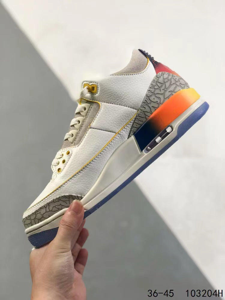 Tenis Jordan 3 Retro Blanco multicolor.