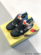 Tenis Jordan 4 Retro Negro Azul.