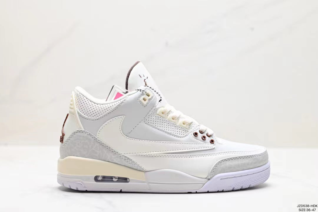 Tenis Jordan 3 Retro Travis Scott Blanco.