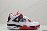 Tenis Jordan 4 Retro Blanco Rojo.
