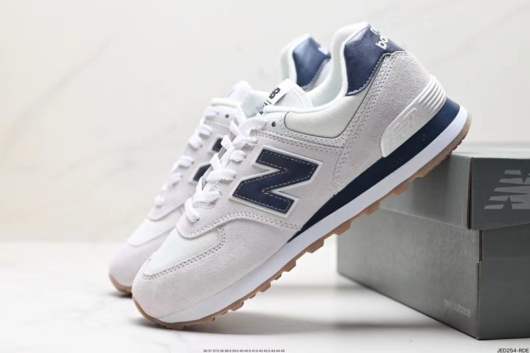 Tenis New Balance 574 Blanco Azul.