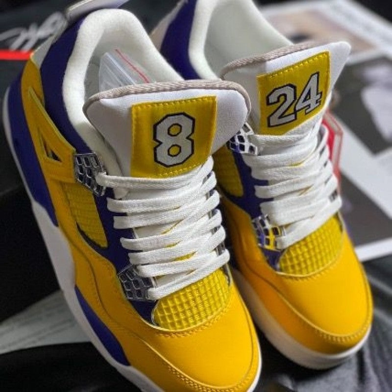Tenis Jordan 4 Retro Amarillos Morado N°8