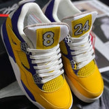 Tenis Jordan 4 Retro Amarillos Morado N°8