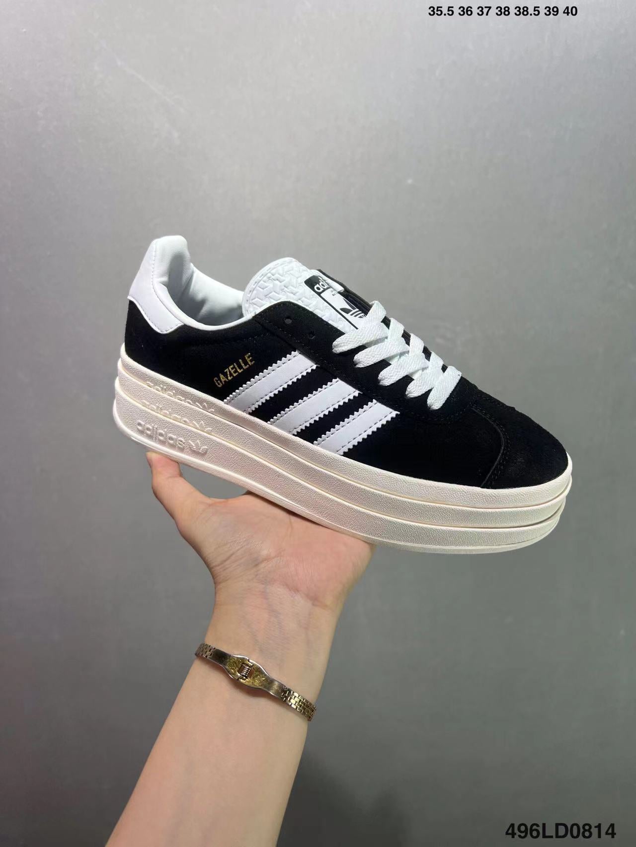 Tenis Gazelle Bold Negro Plataforma.