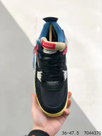 Tenis Jordan 4 Retro Negro Azul.