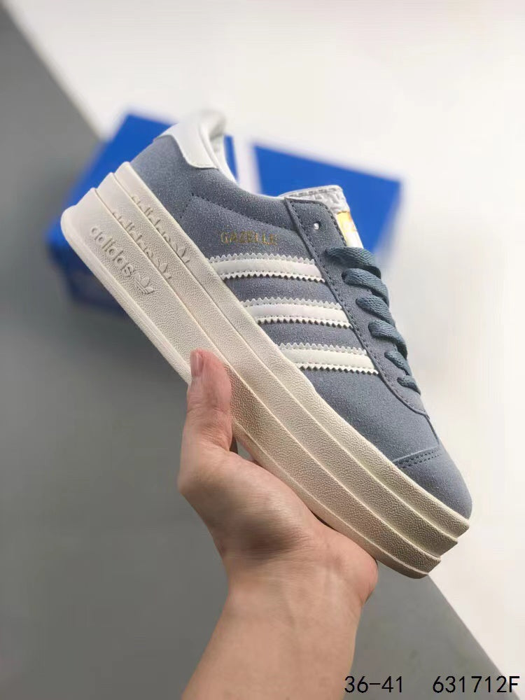 Tenis Gazelle Bold Gris Plataforma.