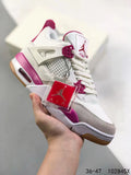 Tenis Jordan 4 Retro Blanco Rosa.