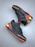 Tenis Jordan 3 Retro Negro Suela Naranja.