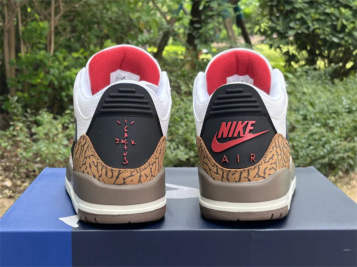 Tenis Jordan 3 Retro Travis Scott Blanco Cafe.
