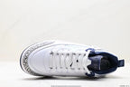 Tenis Jordan Spizike Low Blanco Azul Oscuro.