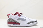Tenis Jordan Spizike Low Blanco Rojo.