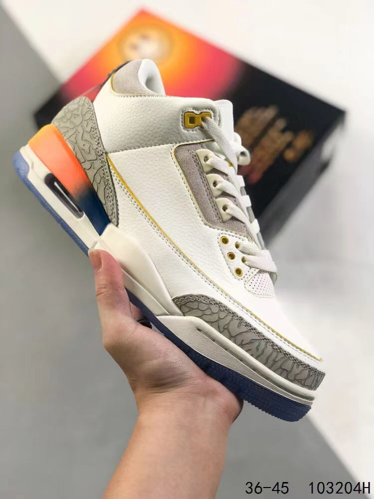 Tenis Jordan 3 Retro Blanco multicolor.