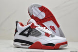 Tenis Jordan 4 Retro Blanco Rojo.
