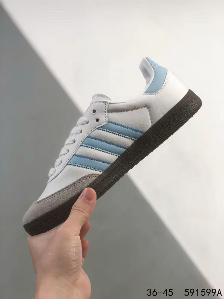 Tenis Samba Blaco Azul Cielo.