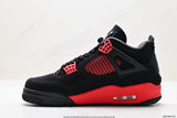 Tenis Jordan 4 Retro Negro Rojo.