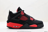 Tenis Jordan 4 Retro Negro Rojo.