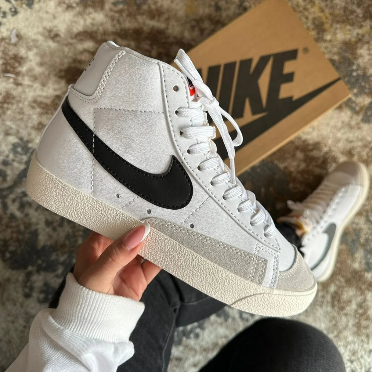Tenis Blazer Low Pataforma Blanco Negro Bota.