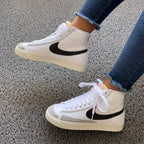 Tenis Blazer Low Pataforma Blanco Negro Bota.
