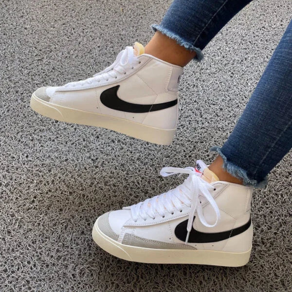 Tenis Blazer Low Pataforma Blanco Negro Bota.