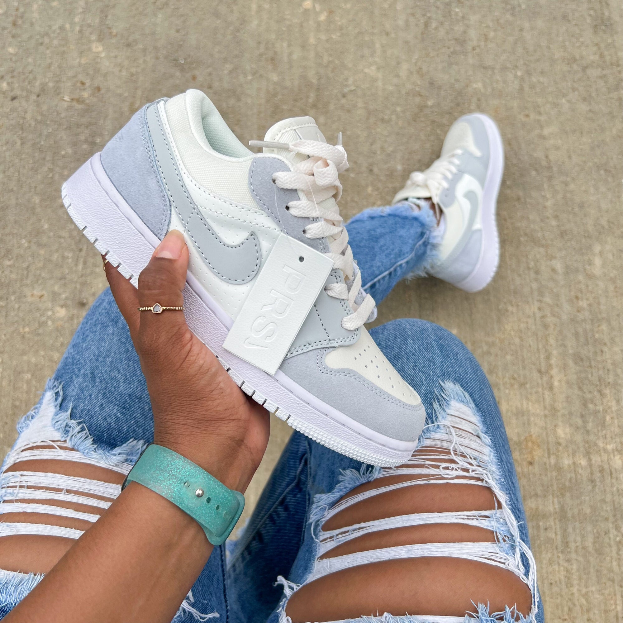 Tenis Jordan 1 Retro Sin Bota Azul Claro.