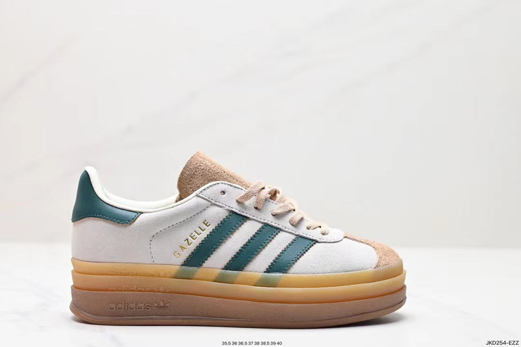 Tenis Gazelle Bold Blanco verde Plataforma.
