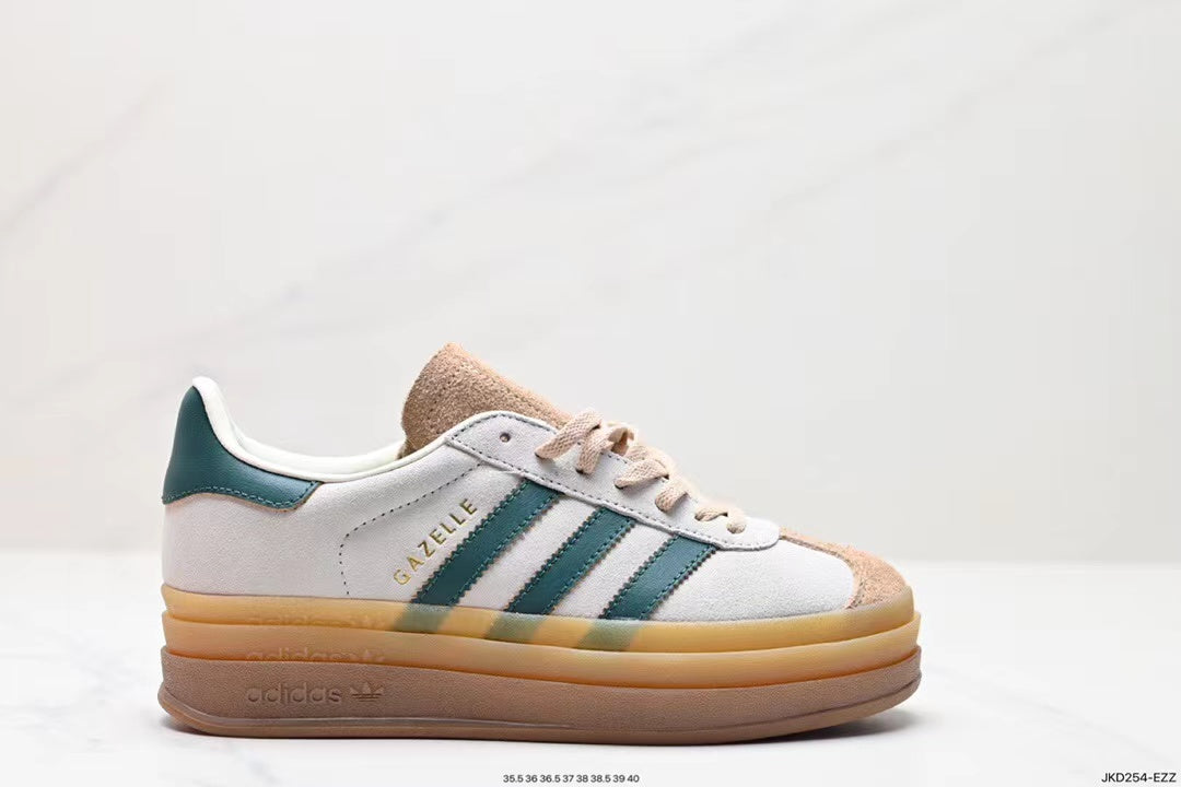 Tenis Gazelle Bold Blanco verde Plataforma.