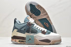 Tenis Jordan 4 Retro Blanco Azul.
