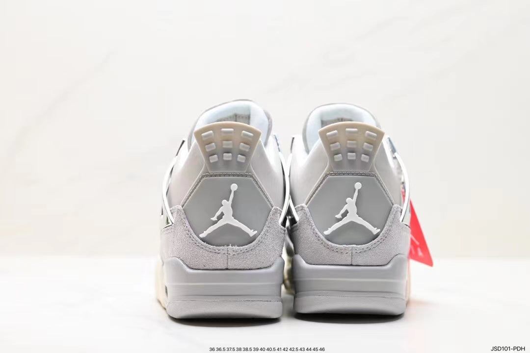 Tenis Jordan 4 Retro Blanco Gris.