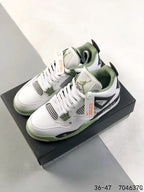 Tenis Jordan 4 Retro Bota Blanco Verde Claro.