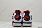Tenis Jordan 4 Retro Blanco Rojo.