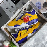 Tenis Jordan 4 Retro Amarillos Morado N°8