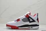 Tenis Jordan 4 Retro Blanco Rojo.