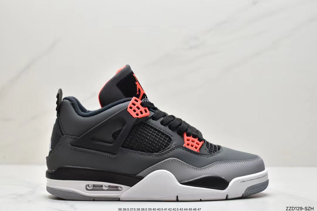 Tenis Jordan 4 Retro Gris Blanco.