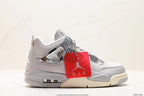 Tenis Jordan 4 Retro Blanco Gris.