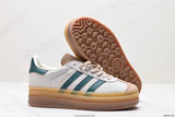 Tenis Gazelle Bold Blanco verde Plataforma.