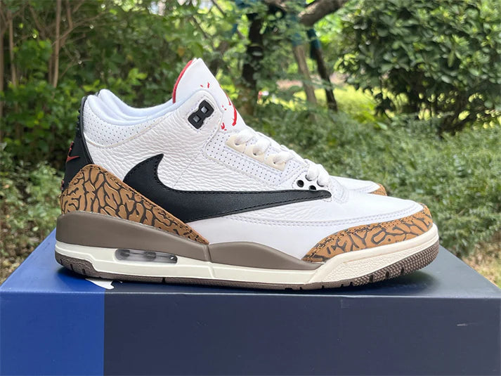 Tenis Jordan 3 Retro Travis Scott Blanco Cafe.