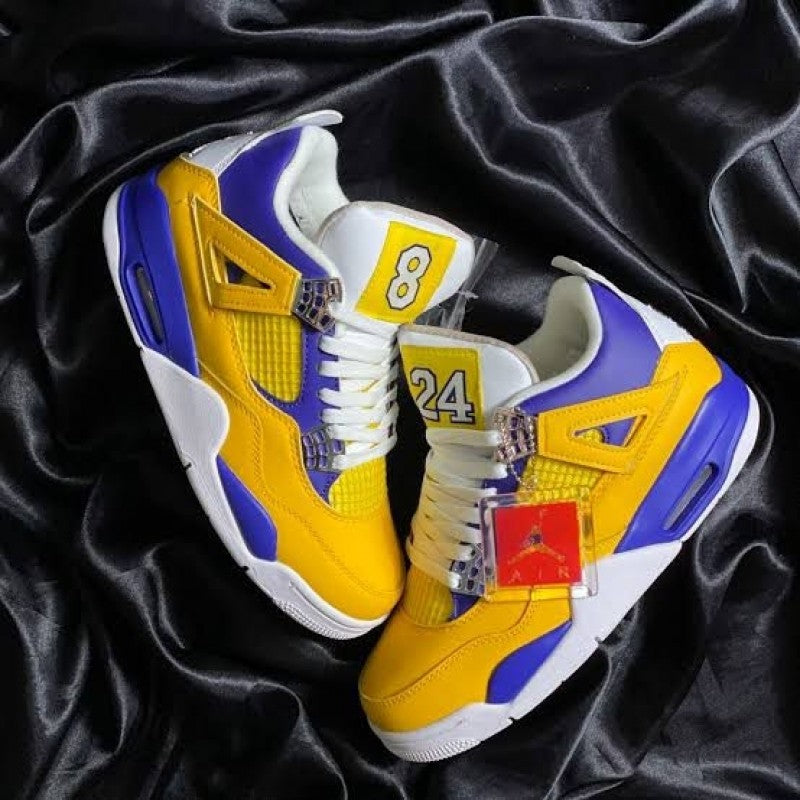 Tenis Jordan 4 Retro Amarillos Morado N°8